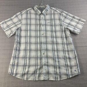Columbia Shirt Mens Extra Large White Gray Plaid Omni-Shade Sun Protection UV